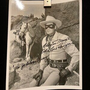 Clayton Moore The Lone Ranger Signed Autographed 8x10 Black and White Photo COA